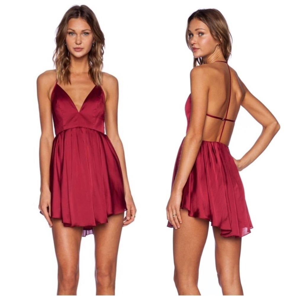 NBD Get Out Berry Red Sz S Satin Mini Dress